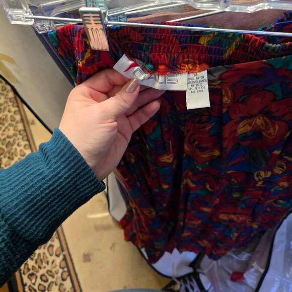 Vintage CAUS Floral Pleated Midi Skirt - Size 14 - Picture 2 of 2